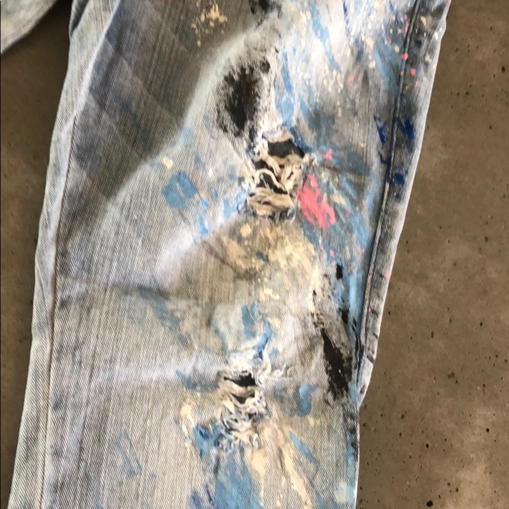 Unique Hand painted guess boyfriend jeans size 27 - Picture 7 of 10